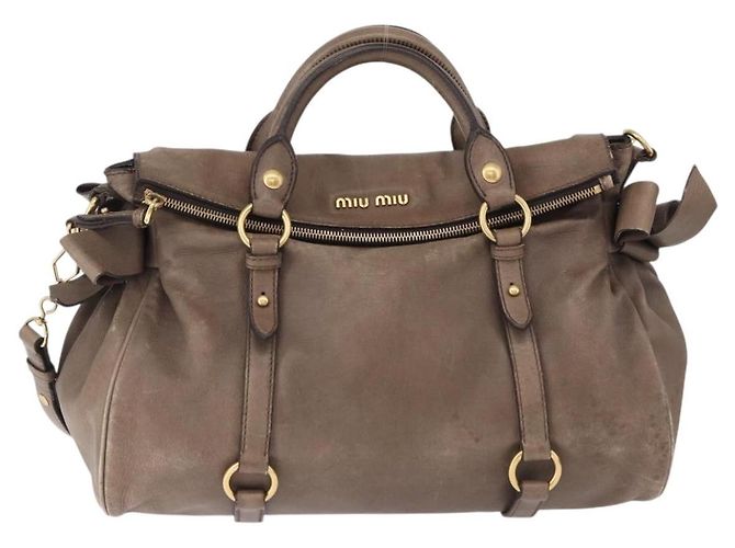 Borsa Miu Miu in pelle 2way Beige Oro Auth 192198V D'oro - vista 13