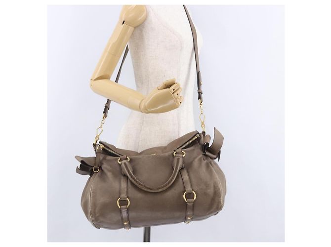 Borsa Miu Miu in pelle 2way Beige Oro Auth 192198V D'oro - vista 25