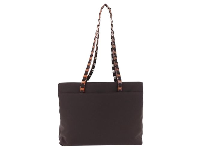 Borsa a tracolla Salvatore Ferragamo Gancini in tela marrone argento ka5290 - vista 13