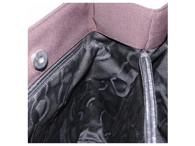 Borsa a tracolla Salvatore Ferragamo Gancini in tela marrone argento ka5290 - vista 17