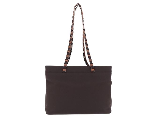 Borsa a tracolla Salvatore Ferragamo Gancini in tela marrone argento ka5290 - vista 2