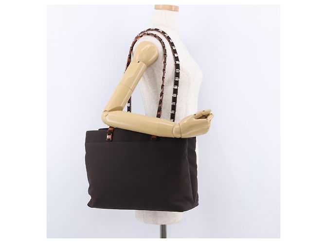 Borsa a tracolla Salvatore Ferragamo Gancini in tela marrone argento ka5290 - vista 25
