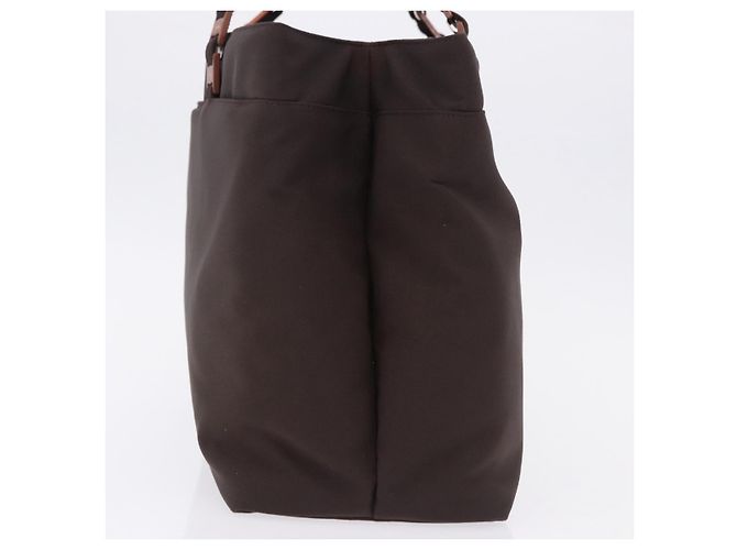 Borsa a tracolla Salvatore Ferragamo Gancini in tela marrone argento ka5290 - vista 3