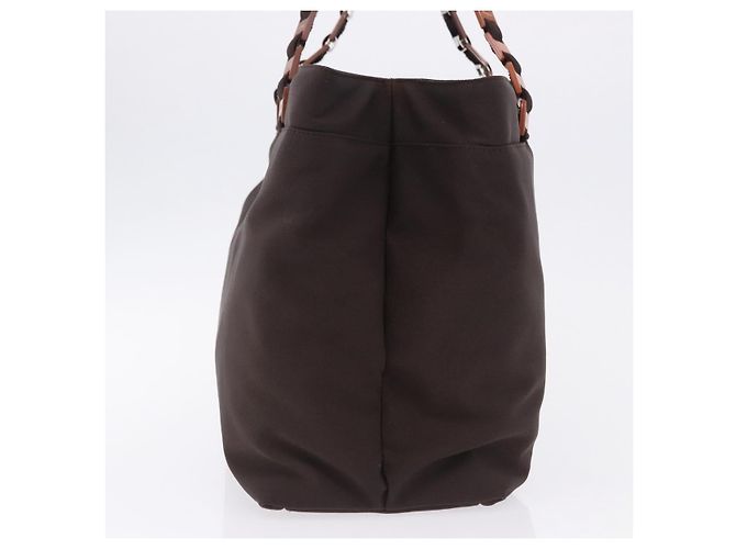 Borsa a tracolla Salvatore Ferragamo Gancini in tela marrone argento ka5290 - vista 4