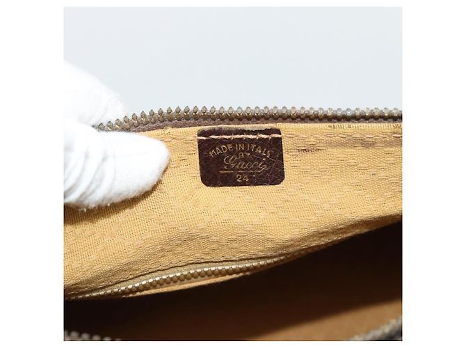 GUCCI GG Supreme Web Sherry Line Shoulder Bag PVC Beige Gold Auth 192186A Golden - view 11