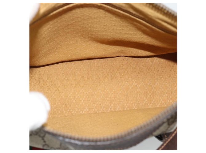 GUCCI GG Supreme Web Sherry Line Shoulder Bag PVC Beige Gold Auth 192186A Golden - view 12
