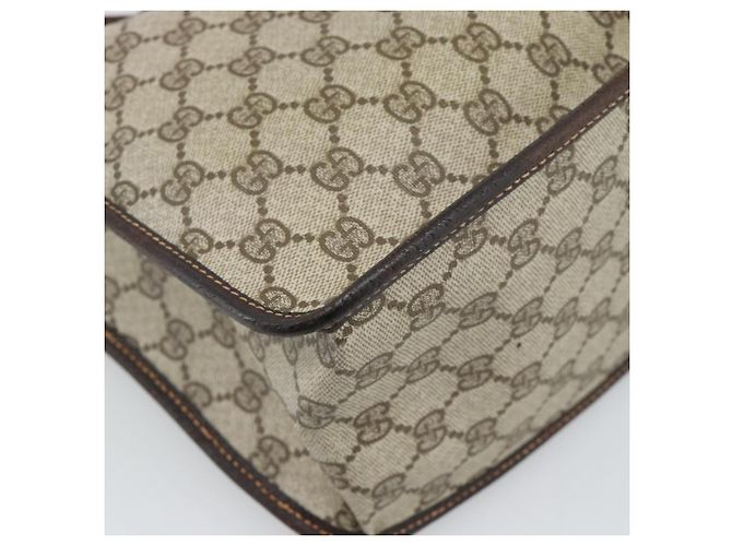 GUCCI GG Supreme Web Sherry Line Shoulder Bag PVC Beige Gold Auth 192186A Golden - view 16