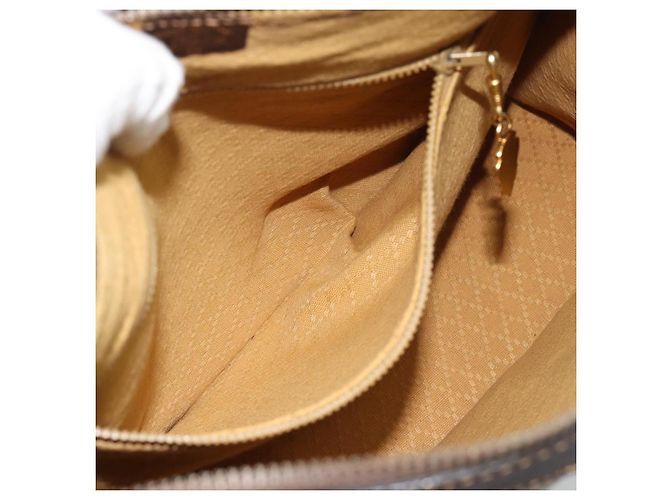 GUCCI GG Supreme Web Sherry Line Shoulder Bag PVC Beige Gold Auth 192186A Golden - view 20