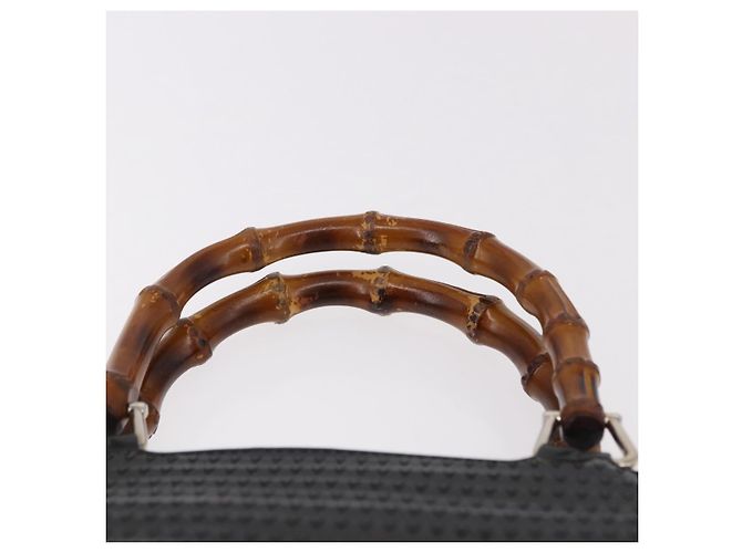 Borsa a mano GUCCI Bamboo in pelle vernice nera argento 002 1817 0413 Auth ep15120 Nero - vista 14