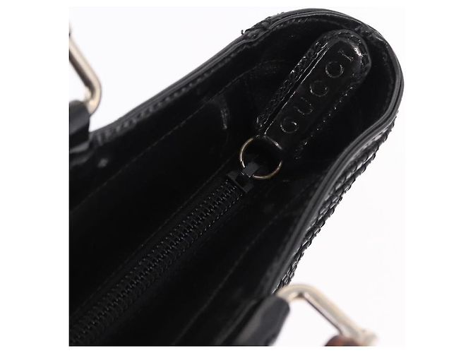 Borsa a mano GUCCI Bamboo in pelle vernice nera argento 002 1817 0413 Auth ep15120 Nero - vista 18