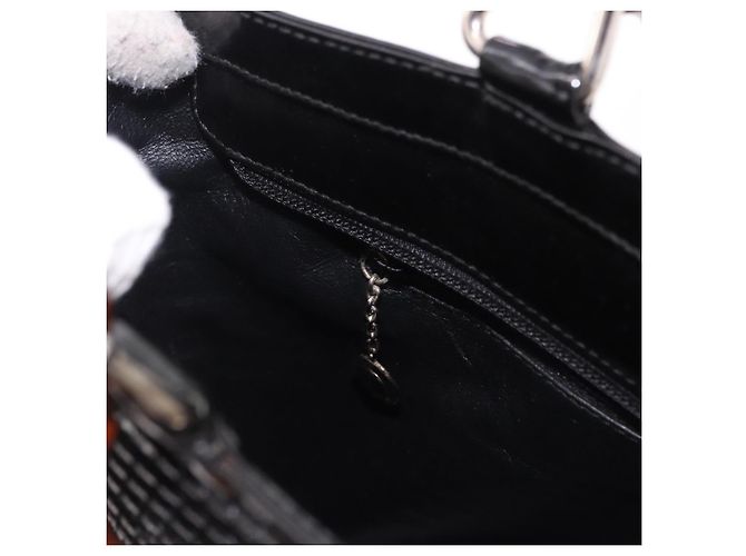 Borsa a mano GUCCI Bamboo in pelle vernice nera argento 002 1817 0413 Auth ep15120 Nero - vista 21