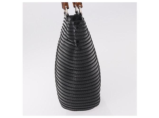 Borsa a mano GUCCI Bamboo in pelle vernice nera argento 002 1817 0413 Auth ep15120 Nero - vista 3