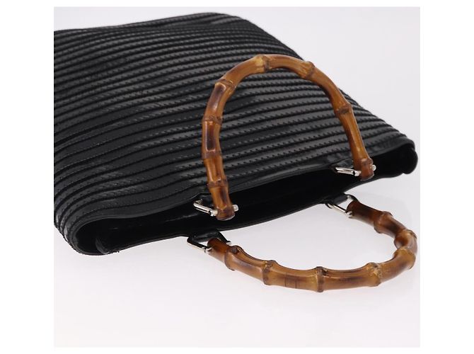 Borsa a mano GUCCI Bamboo in pelle vernice nera argento 002 1817 0413 Auth ep15120 Nero - vista 7