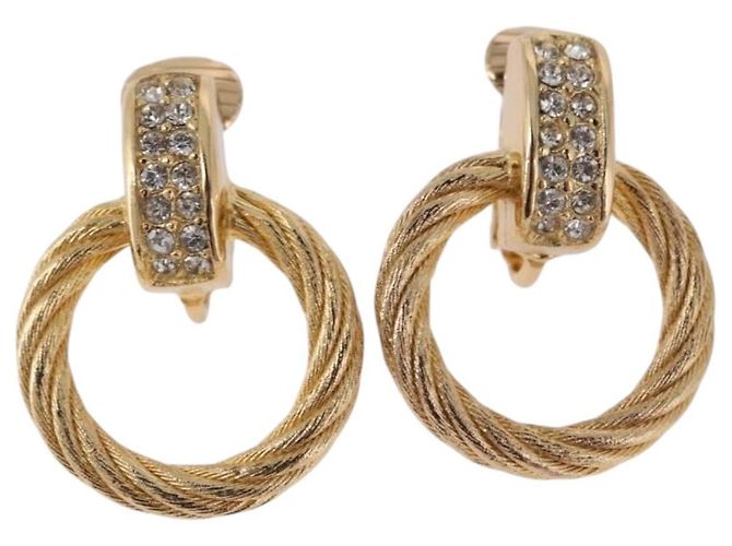 Orecchini Christian Dior metallizzati Gold Tone Auth ka5252 - vista 2