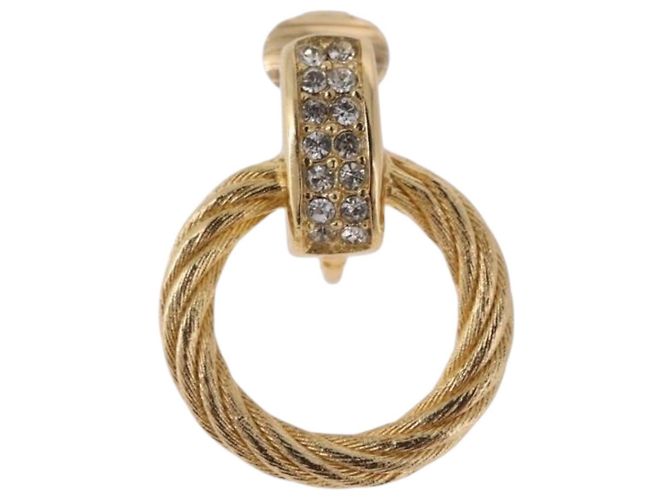 Orecchini Christian Dior metallizzati Gold Tone Auth ka5252 - vista 3