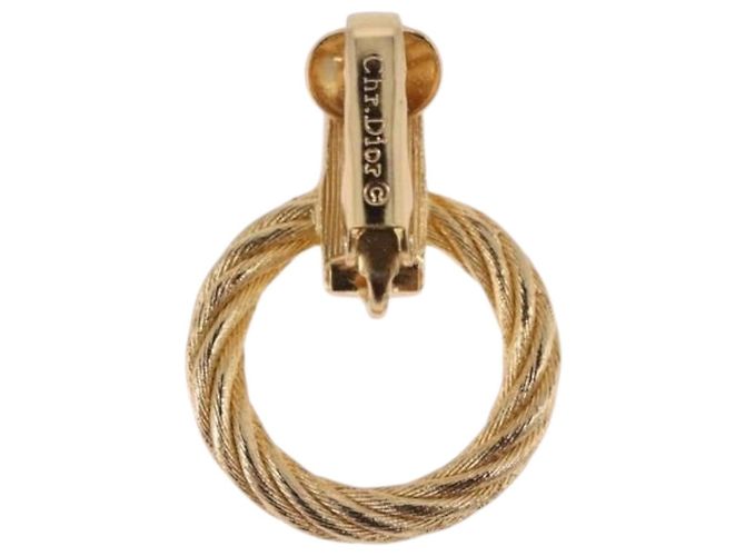 Orecchini Christian Dior metallizzati Gold Tone Auth ka5252 - vista 4