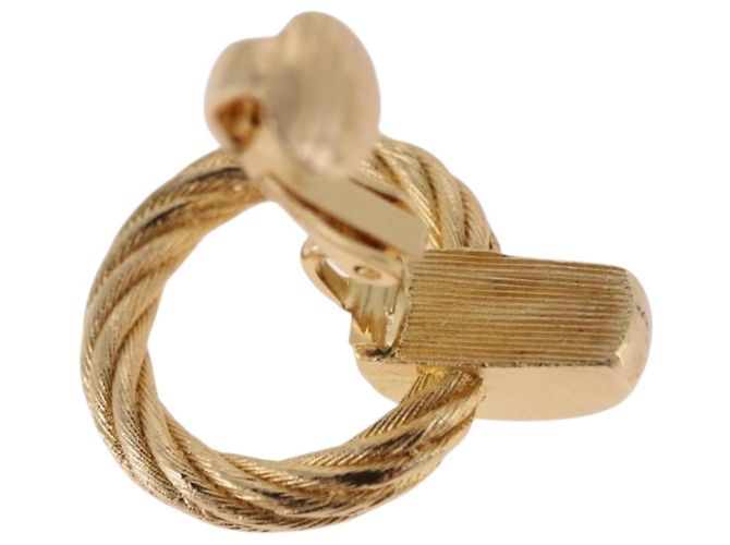 Orecchini Christian Dior metallizzati Gold Tone Auth ka5252 - vista 5