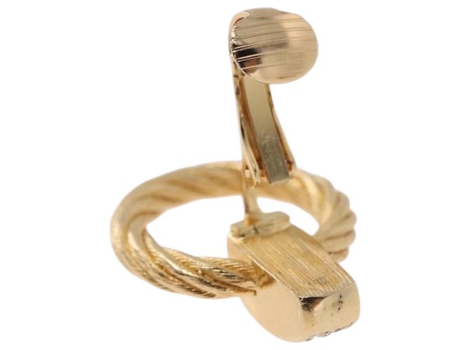 Orecchini Christian Dior metallizzati Gold Tone Auth ka5252 - vista 6