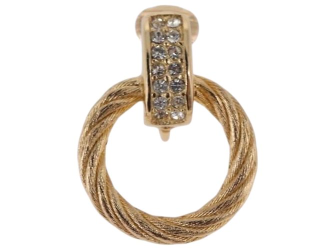 Orecchini Christian Dior metallizzati Gold Tone Auth ka5252 - vista 7