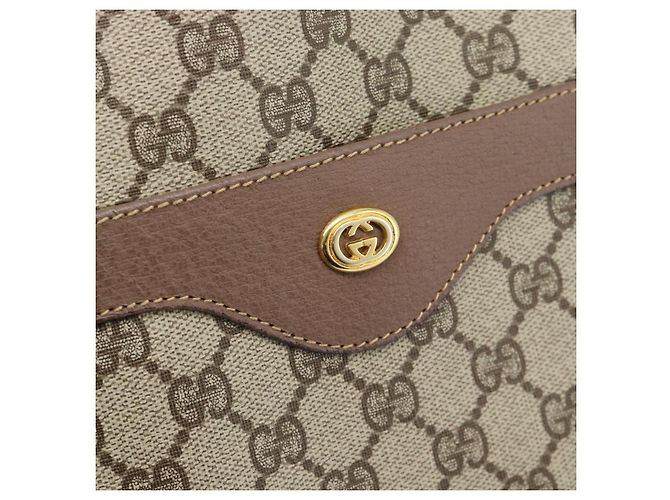 Borsa Tote GUCCI GG Supreme in PVC e pelle Beige Auth 192744 - vista 17