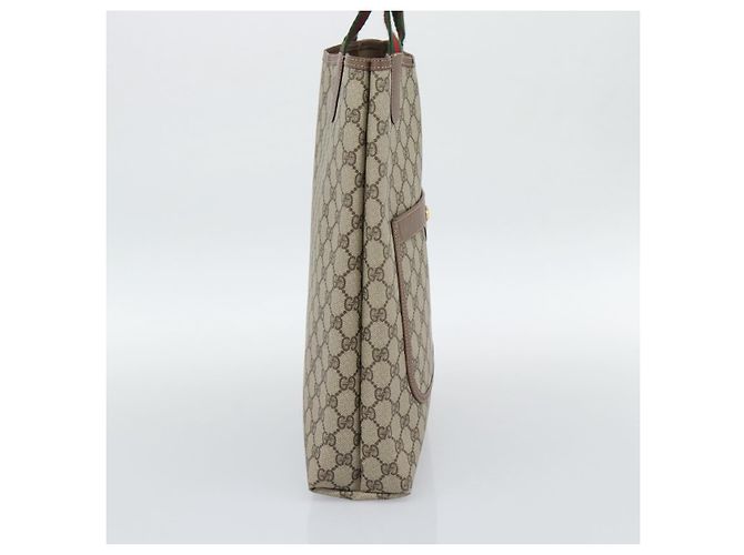 Borsa Tote GUCCI GG Supreme in PVC e pelle Beige Auth 192744 - vista 3