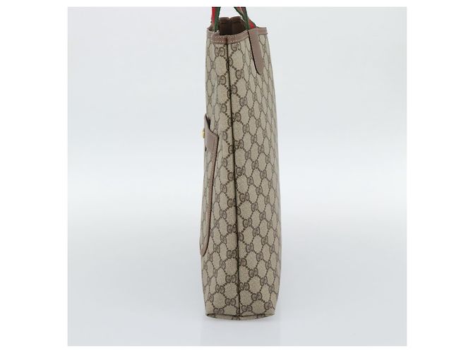 Borsa Tote GUCCI GG Supreme in PVC e pelle Beige Auth 192744 - vista 4
