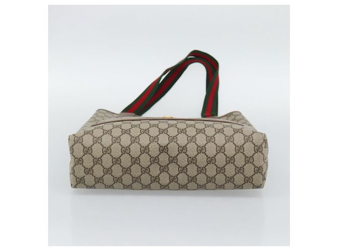 Borsa Tote GUCCI GG Supreme in PVC e pelle Beige Auth 192744 - vista 5