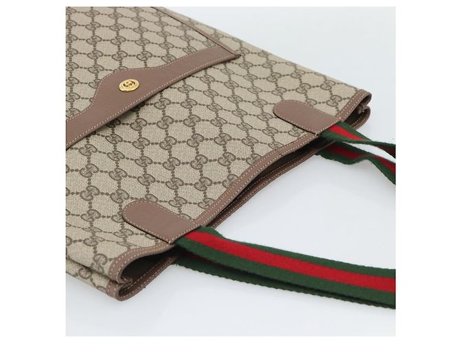Borsa Tote GUCCI GG Supreme in PVC e pelle Beige Auth 192744 - vista 6