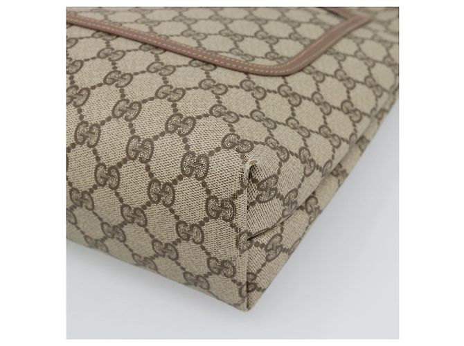Borsa Tote GUCCI GG Supreme in PVC e pelle Beige Auth 192744 - vista 9