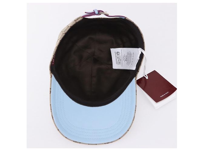 Cappellino GUCCI GG Canvas Yuko Higuchi Beige Light Blue Auth SW2658SM Blu chiaro - vista 8