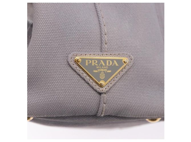 Borsa a mano PRADA Canapa PM in tela 2way Grigio Oro Auth ka5264 Marrone D'oro - vista 18