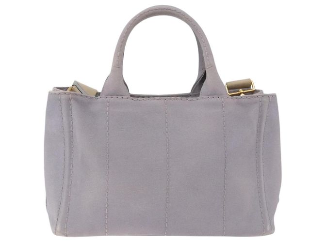 Borsa a mano PRADA Canapa PM in tela 2way Grigio Oro Auth ka5264 Marrone D'oro - vista 2