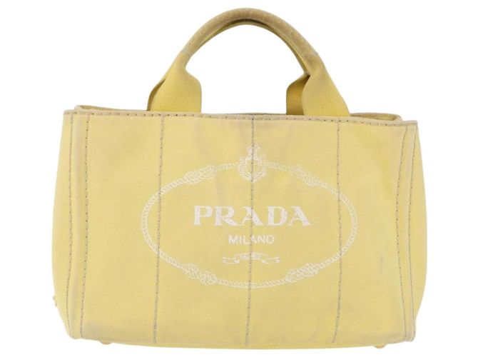 Borsa PRADA Kanapa PM in tela Yellow Gold Auth ka5214 D'oro Giallo - vista 13