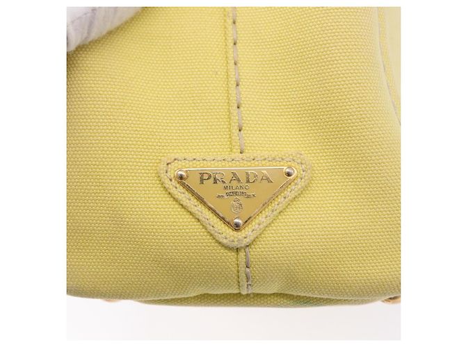 Borsa PRADA Kanapa PM in tela Yellow Gold Auth ka5214 D'oro Giallo - vista 17