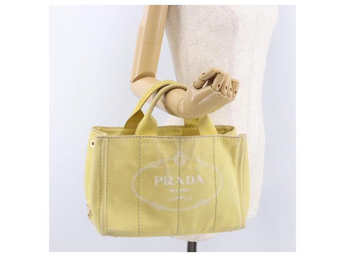 Borsa PRADA Kanapa PM in tela Yellow Gold Auth ka5214 D'oro Giallo - vista 23