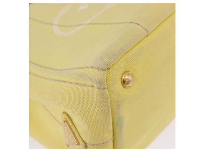 Borsa PRADA Kanapa PM in tela Yellow Gold Auth ka5214 D'oro Giallo - vista 9