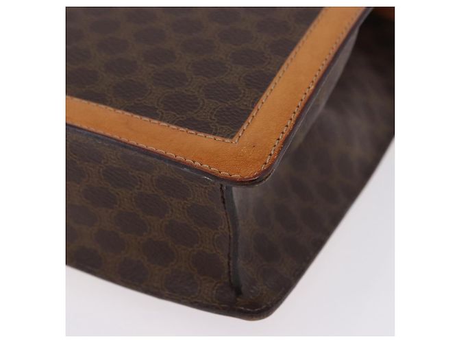 Céline CELINE Borsa a Mano Medallion in Tela Macadam PVC Pelle Marrone Oro Auth 192071A D'oro - vista 14