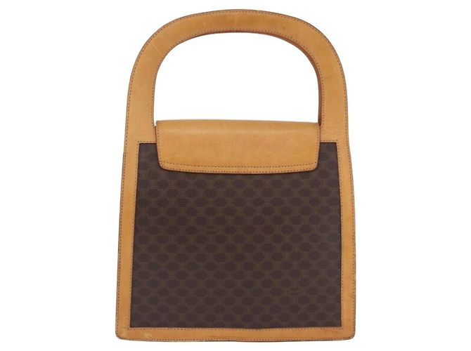 Céline CELINE Borsa a Mano Medallion in Tela Macadam PVC Pelle Marrone Oro Auth 192071A D'oro - vista 2