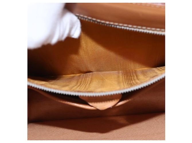 Céline CELINE Borsa a Mano Medallion in Tela Macadam PVC Pelle Marrone Oro Auth 192071A D'oro - vista 22