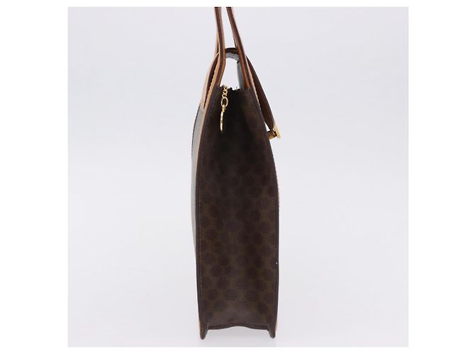 Céline CELINE Borsa a Mano Medallion in Tela Macadam PVC Pelle Marrone Oro Auth 192071A D'oro - vista 4