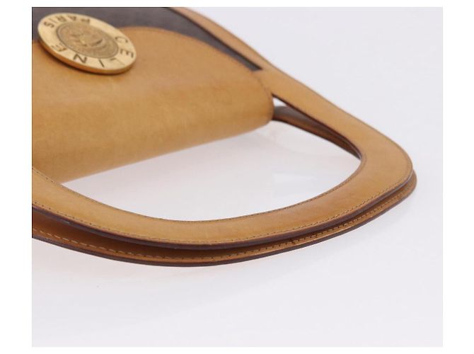 Céline CELINE Borsa a Mano Medallion in Tela Macadam PVC Pelle Marrone Oro Auth 192071A D'oro - vista 7
