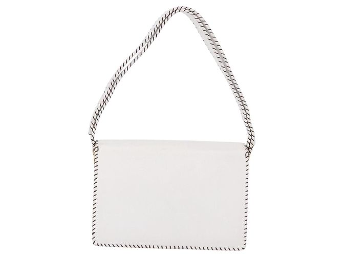 Borsa a Spalla FENDI in Pelle Bianca con Finiture Oro Auth 192766V Bianco - vista 2