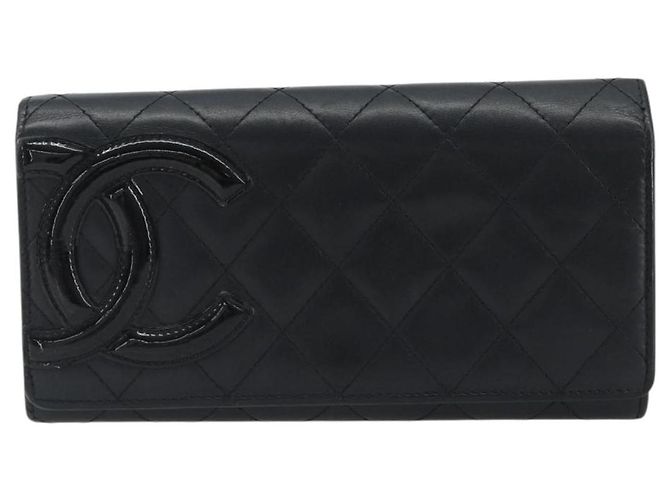 CHANEL Matelasse Cambon Line Long Wallet Leder Schwarz Silber CC Auth 192277 - Ansicht 13