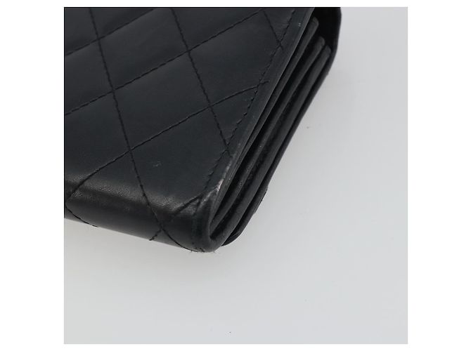 CHANEL Matelasse Cambon Line Long Wallet Leder Schwarz Silber CC Auth 192277 - Ansicht 15
