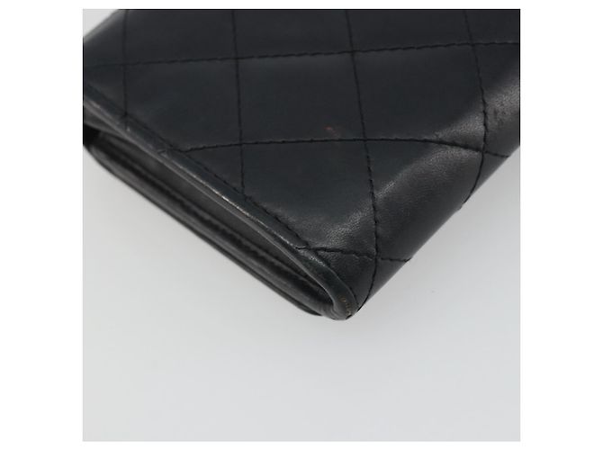 CHANEL Matelasse Cambon Line Long Wallet Leder Schwarz Silber CC Auth 192277 - Ansicht 16