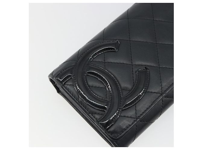 CHANEL Matelasse Cambon Line Long Wallet Leder Schwarz Silber CC Auth 192277 - Ansicht 17