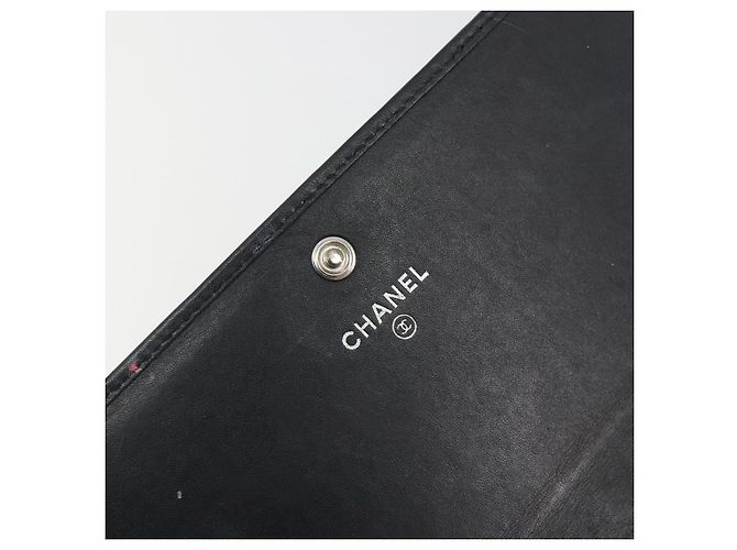 CHANEL Matelasse Cambon Line Long Wallet Leder Schwarz Silber CC Auth 192277 - Ansicht 19