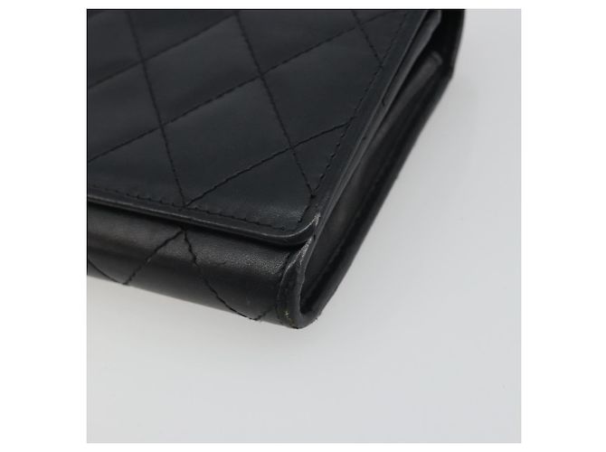 CHANEL Matelasse Cambon Line Long Wallet Leder Schwarz Silber CC Auth 192277 - Ansicht 7