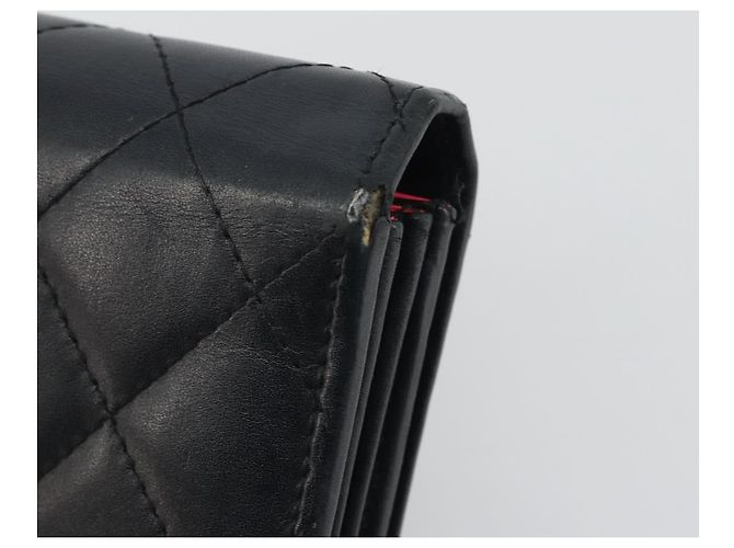 CHANEL Matelasse Cambon Line Long Wallet Leder Schwarz Silber CC Auth 192277 - Ansicht 8