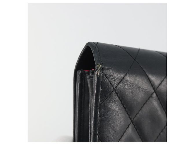 CHANEL Matelasse Cambon Line Long Wallet Leder Schwarz Silber CC Auth 192277 - Ansicht 9